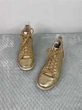 Bottero Gold Metallic Leather High Top Sneakers Size 7
